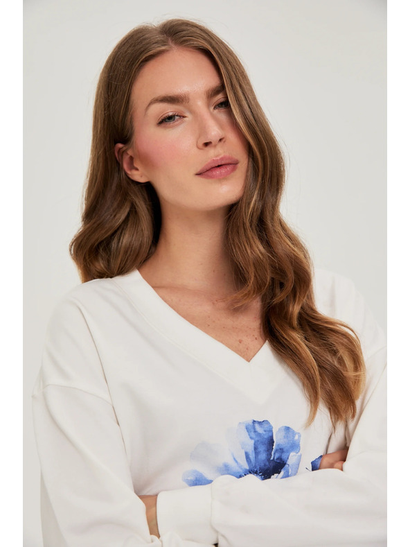 Moodo Sveter s potlačou biely Moodo