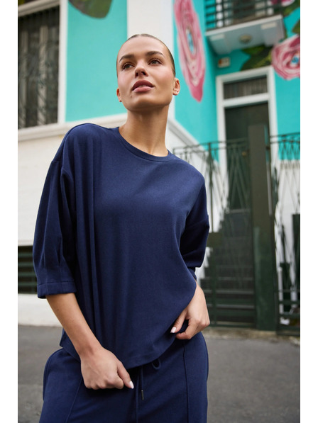 Moodo Sveter s krátkymi rukávmi tmavomodrý Moodo