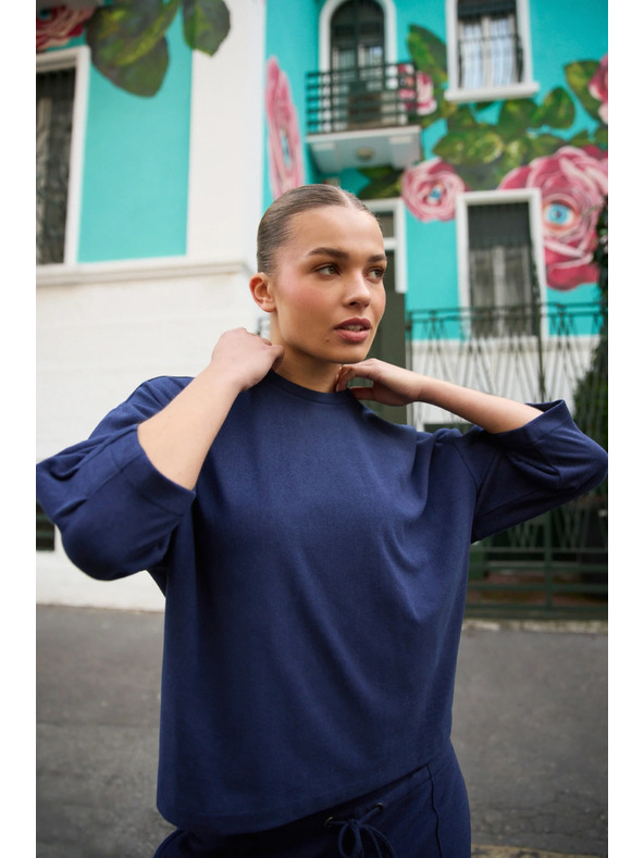 Moodo Sveter s krátkymi rukávmi tmavomodrý Moodo