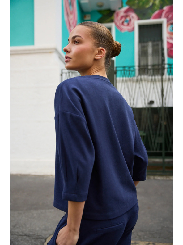 Moodo Sveter s krátkymi rukávmi tmavomodrý Moodo