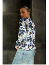 Moodo Kvetovaná mikina s výstrihom do V biela Moodo