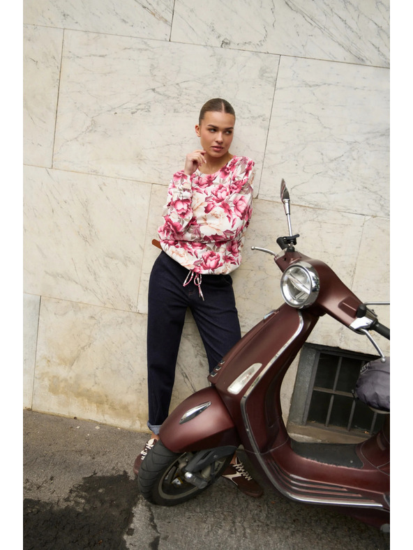 Moodo Kvetovaná mikina ružová Moodo