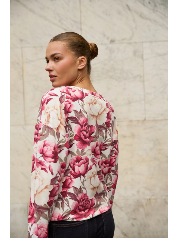 Moodo Kvetovaná mikina ružová Moodo