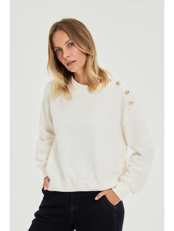 Moodo Mikina s ozdobnými gombíkmi ecru Moodo