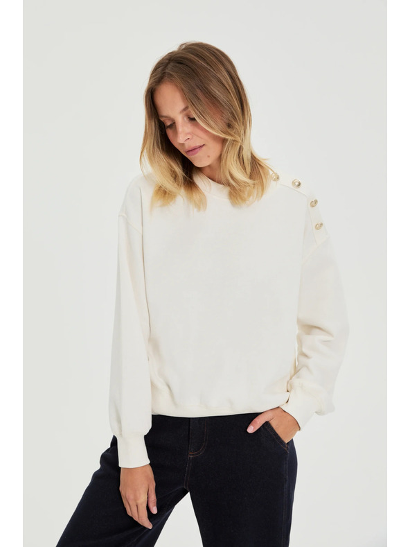 Moodo Mikina s ozdobnými gombíkmi ecru Moodo