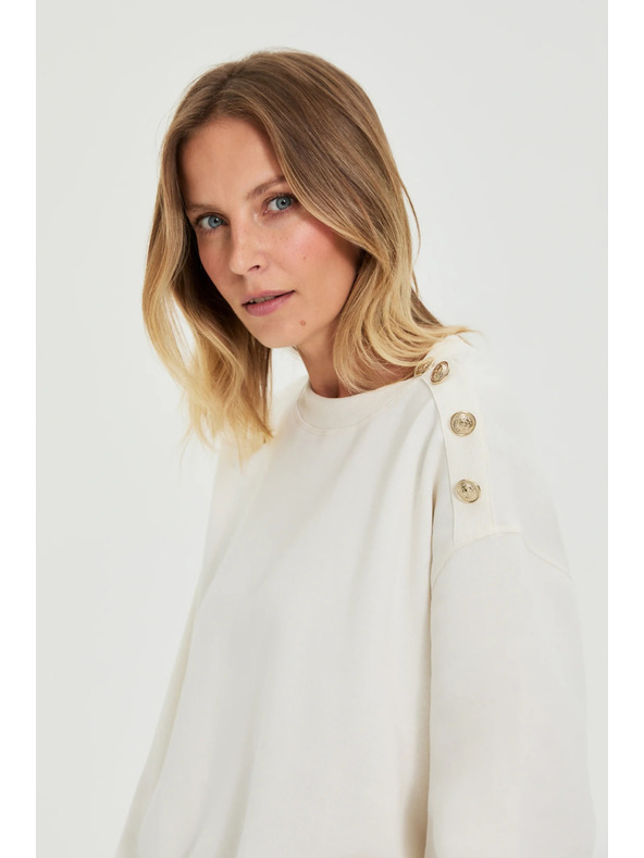 Moodo Mikina s ozdobnými gombíkmi ecru Moodo