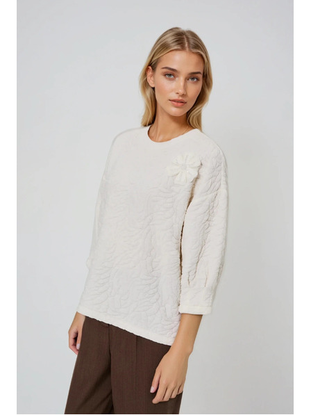 Moodo Mikina zo štruktúrovaného materiálu biela Moodo