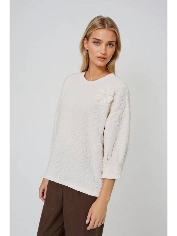 Moodo Mikina zo štruktúrovaného materiálu biela Moodo