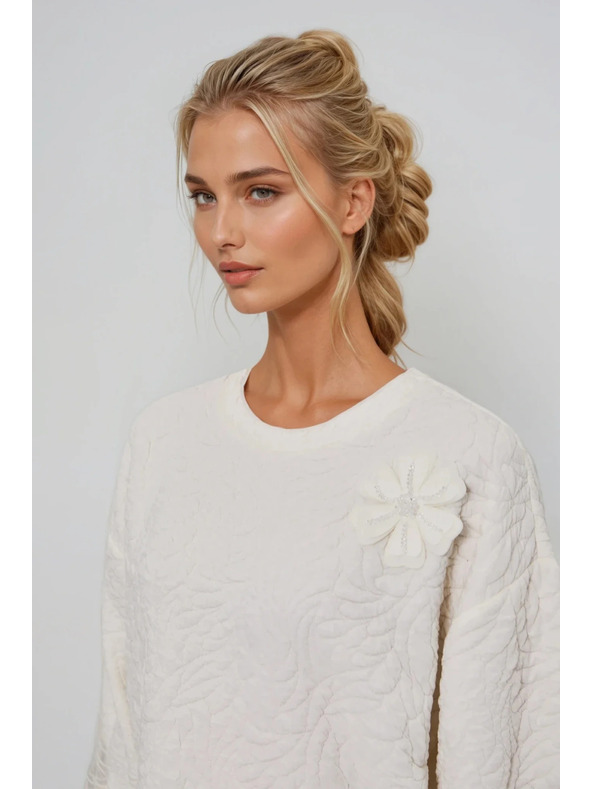 Moodo Mikina zo štruktúrovaného materiálu biela Moodo