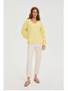 Moodo Blúzka s výstrihom do V žltá Moodo