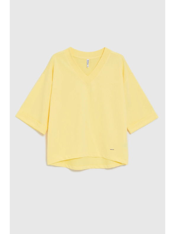 Moodo Blúzka s výstrihom do V žltá Moodo