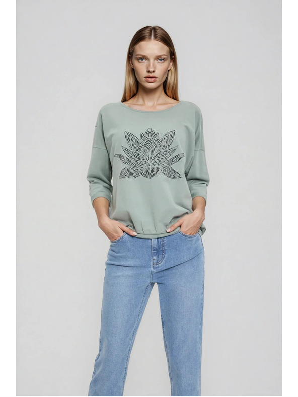 Moodo Blúzka z bavlny olivová Moodo