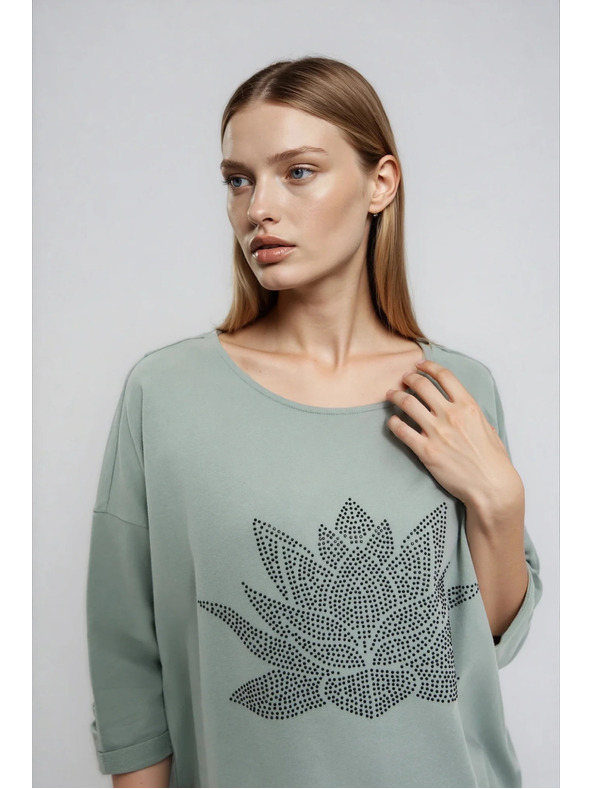 Moodo Blúzka z bavlny olivová Moodo