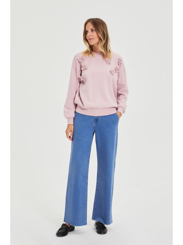 Moodo Sveter s kytičkami ružový Moodo