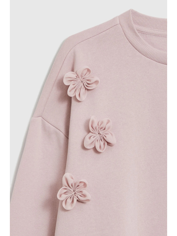 Moodo Sveter s kytičkami ružový Moodo