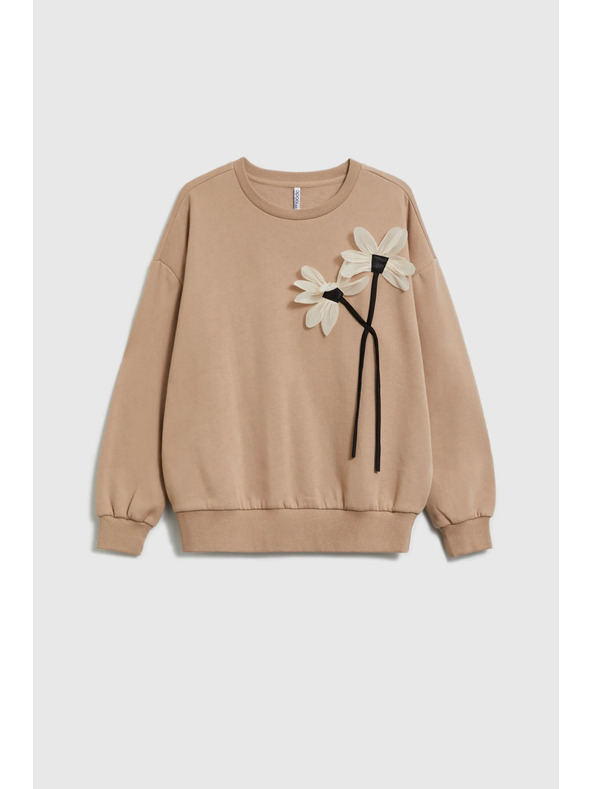 Moodo Sveter s kvetom béžový Moodo