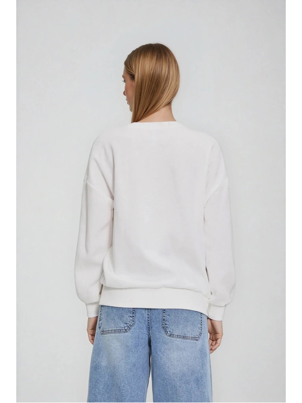 Moodo Blúzka s vyšívaným kvetom biela Moodo