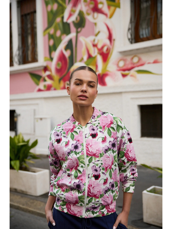 Moodo Rozopínacia blúzka s kvetinovým vzorom ružová Moodo