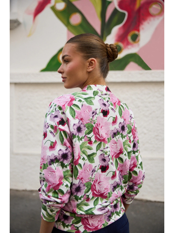Moodo Rozopínacia blúzka s kvetinovým vzorom ružová Moodo