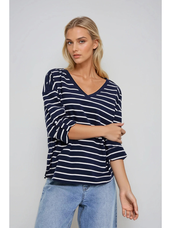 Moodo Pruhovaná mikina tmavomodrá Moodo