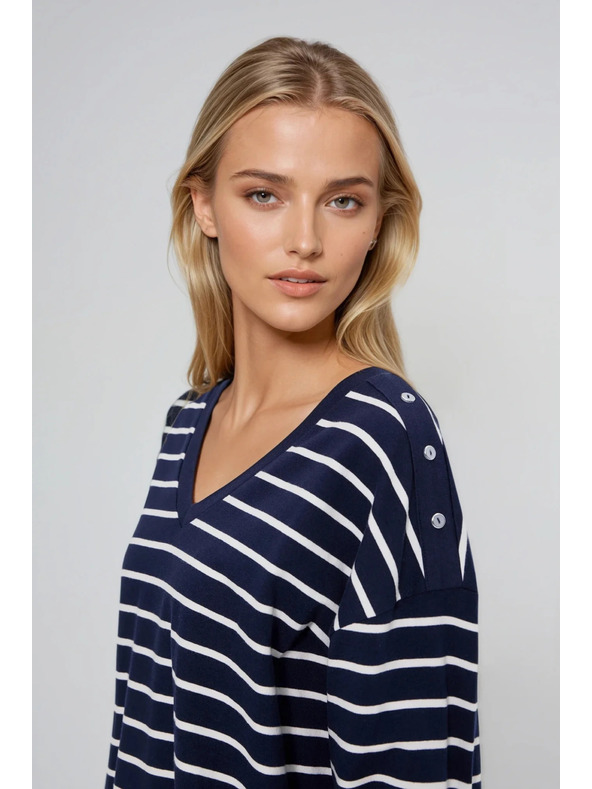 Moodo Pruhovaná mikina tmavomodrá Moodo