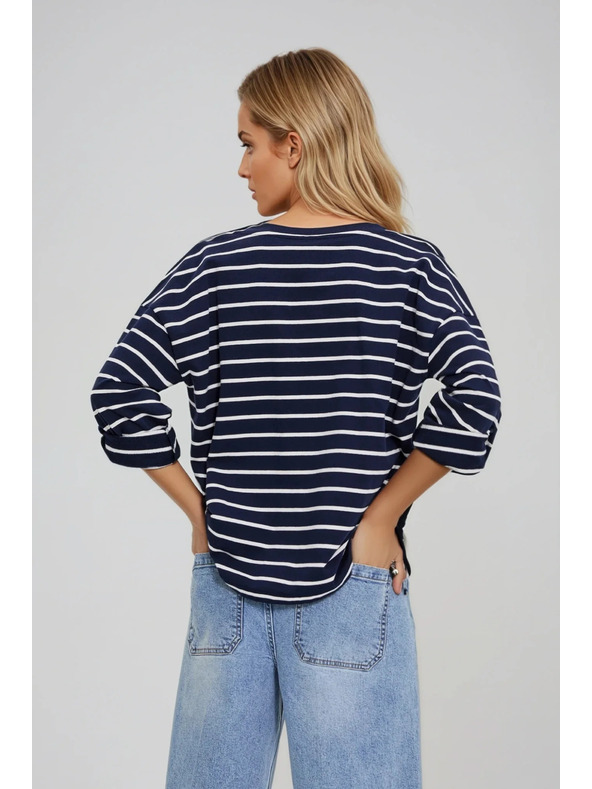 Moodo Pruhovaná mikina tmavomodrá Moodo