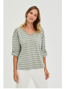 Moodo Blúzka v pruhoch olivová Moodo