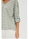 Moodo Blúzka v pruhoch olivová Moodo