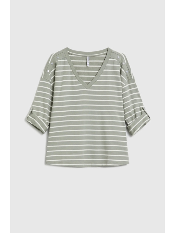 Moodo Blúzka v pruhoch olivová Moodo