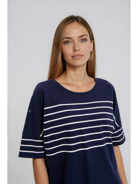 Moodo Pruhovaná mikina tmavomodrá Moodo