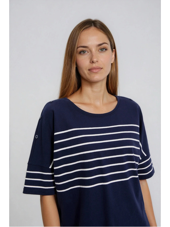 Moodo Pruhovaná mikina tmavomodrá Moodo