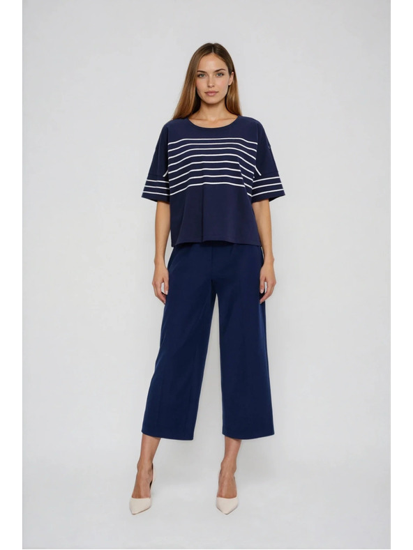 Moodo Pruhovaná mikina tmavomodrá Moodo