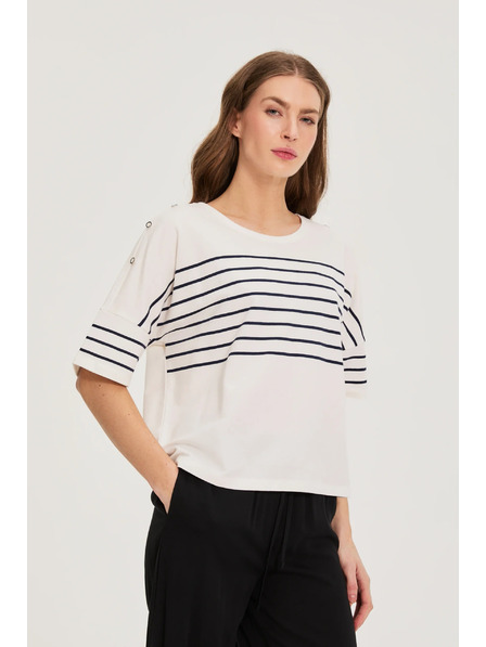 Moodo Pruhovaná mikina biela Moodo