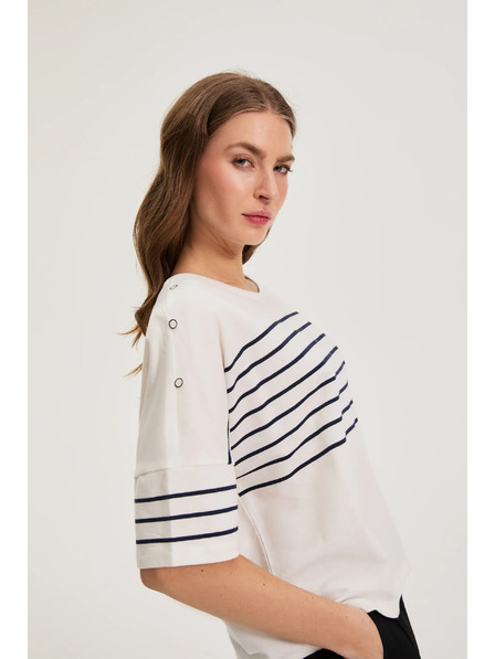 Moodo Pruhovaná mikina biela Moodo