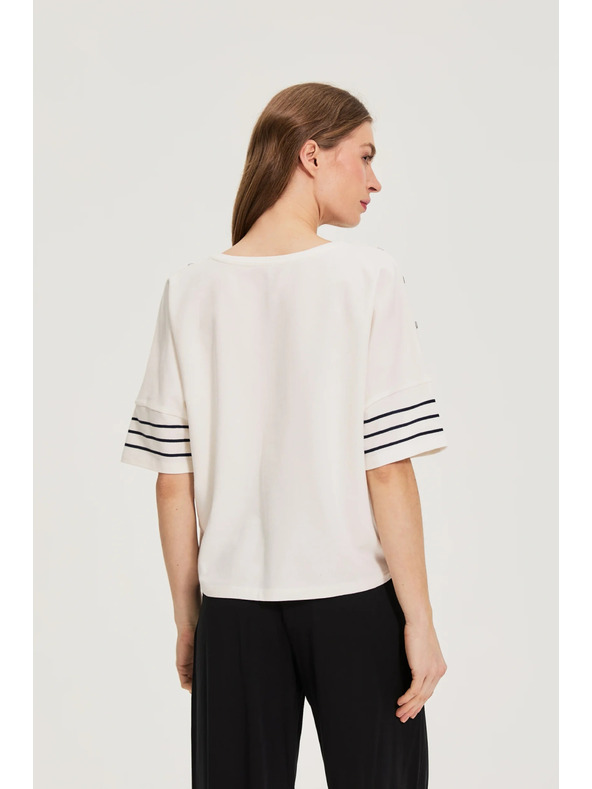 Moodo Pruhovaná mikina biela Moodo