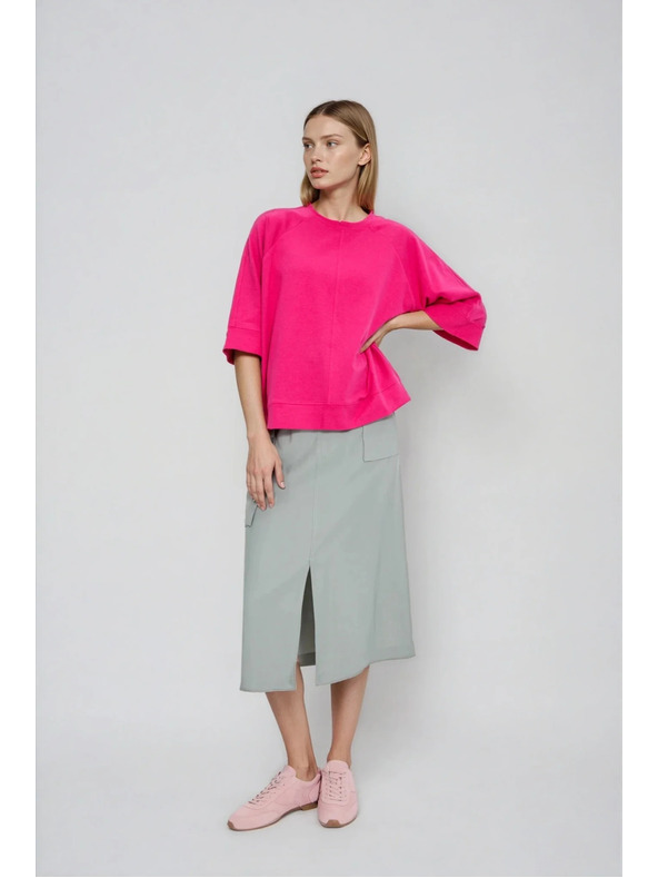 Moodo Sveter s krátkymi a širokými rukávmi fuchsiový Moodo