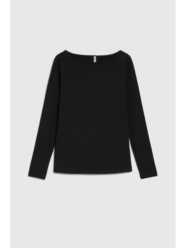 Moodo Priliehavá čierna blúzka s dlhým rukávom Moodo