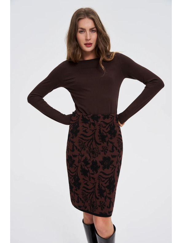 Moodo Priliehavá hnedá blúzka s dlhým rukávom Moodo