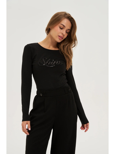 Moodo Blúzka s flitrami čierna Moodo