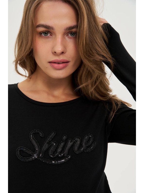 Moodo Blúzka s flitrami čierna Moodo