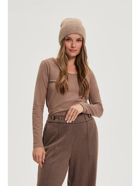 Moodo Bavlnené tričko svetlo hnedé Moodo