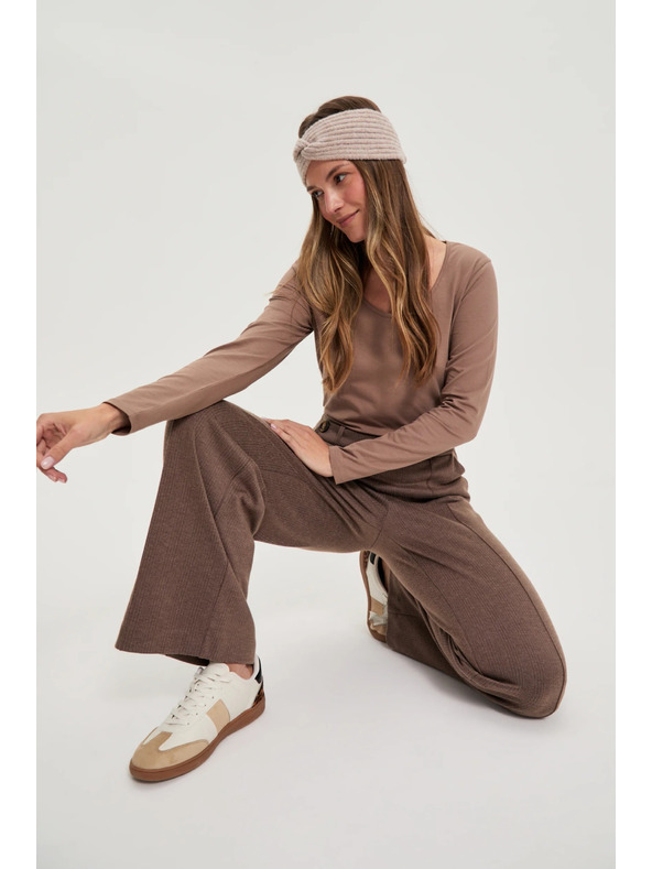 Moodo Bavlnené tričko svetlo hnedé Moodo