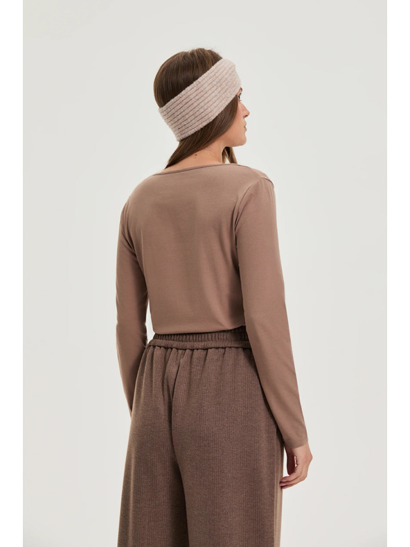 Moodo Bavlnené tričko svetlo hnedé Moodo