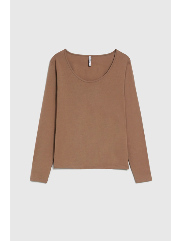 Moodo Bavlnené tričko svetlo hnedé Moodo