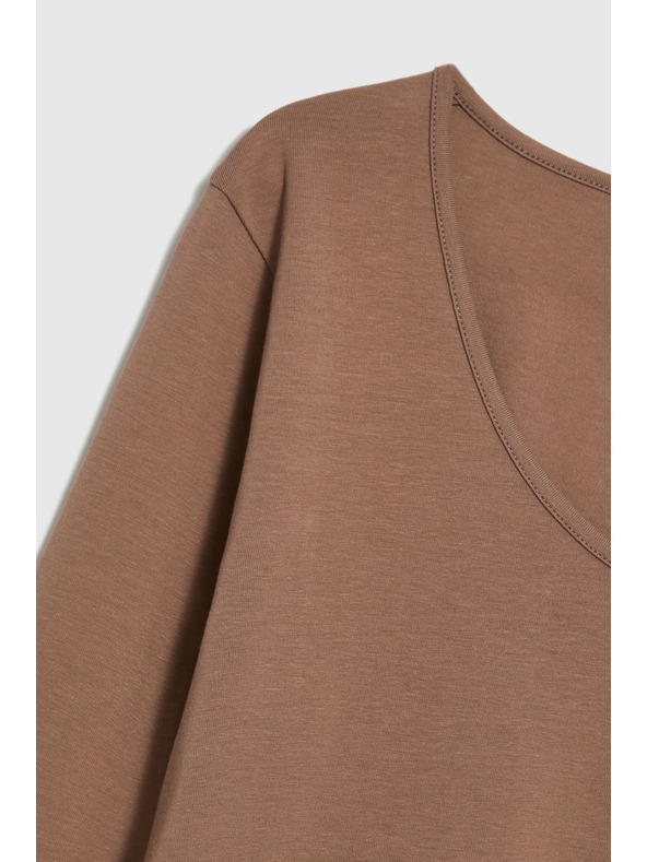 Moodo Bavlnené tričko svetlo hnedé Moodo