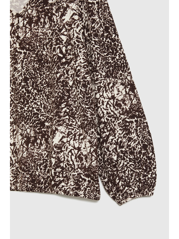 Moodo Blúzka s výstrihom do véčka hnedá Moodo