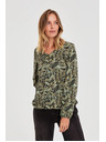 Moodo Olivovo zelená kvetinová blúzka Moodo