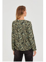 Moodo Olivovo zelená kvetinová blúzka Moodo