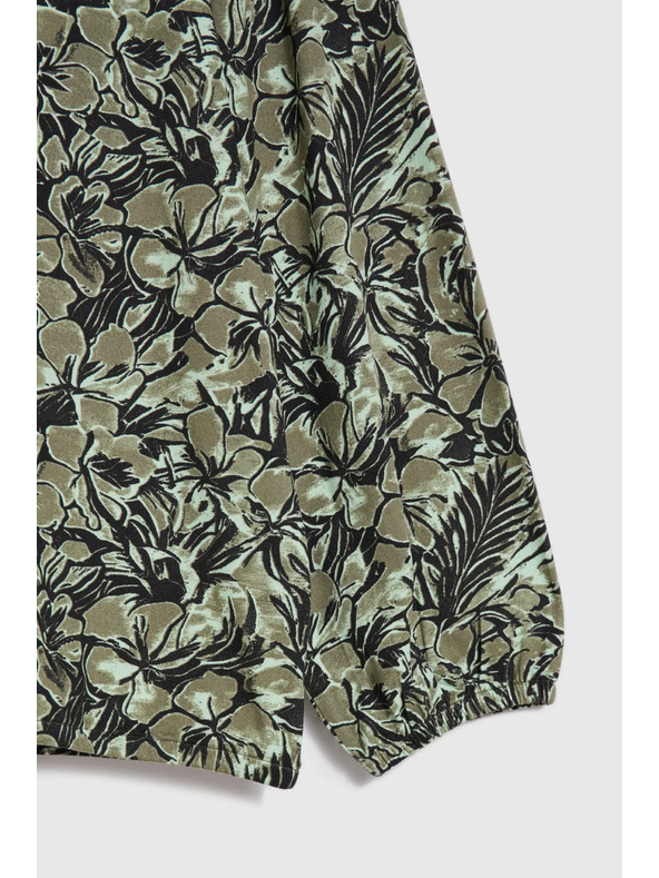 Moodo Olivovo zelená kvetinová blúzka Moodo