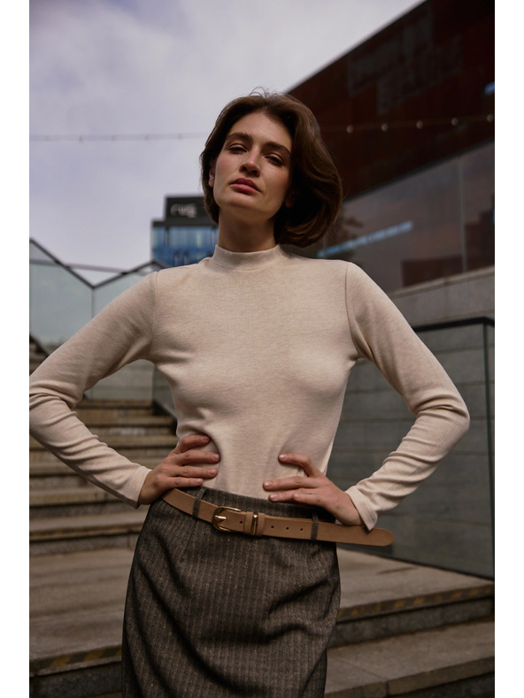 Moodo Béžová blúzka s golierom Moodo